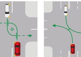 Как одновременно повернуть налево встречным автомобилям на перекрестке